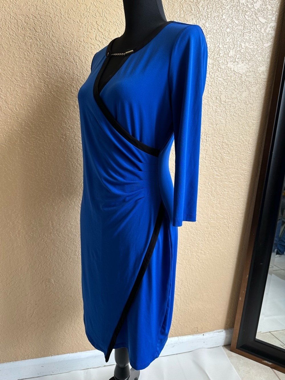 Women's Royal Blue Calvin Klein Blue Wrap Dress | Size M | Stretch - Picture 10 of 15